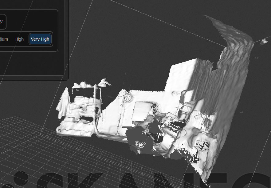 screenshot of a warped bedroom scan