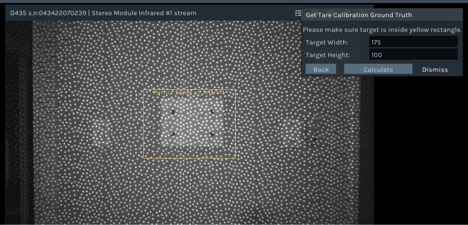 screenshot of tare calibration