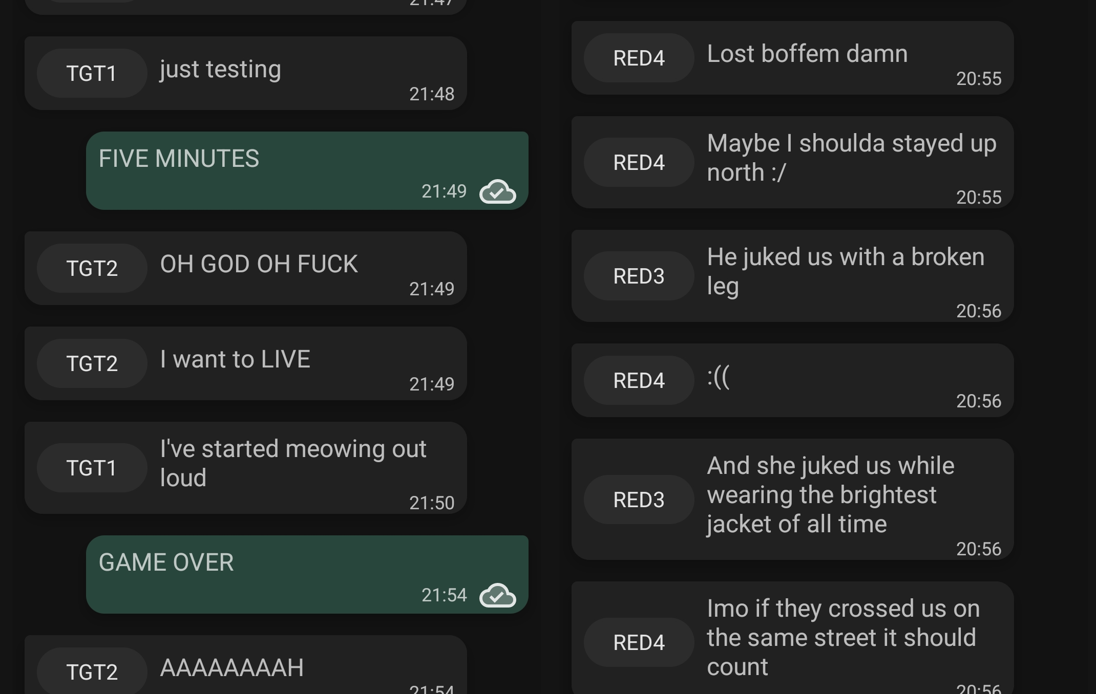 screenshots of texting