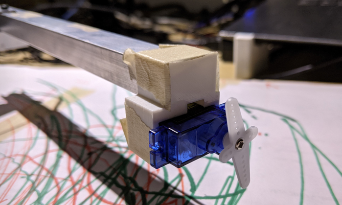 Closeup on the servo mount.