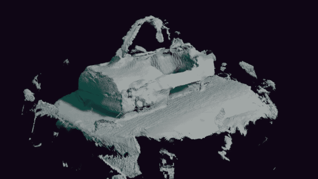 rotating gif of a messy scan